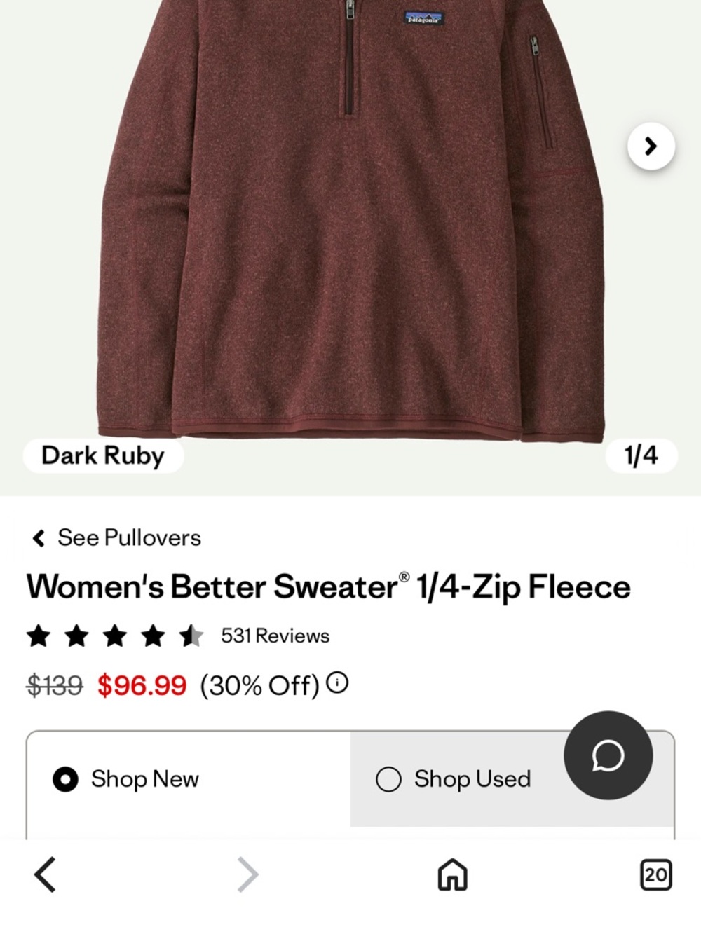 Patagonia Women's Better 1/4-Zip Fleece Pullover Ruby/Balsamic Color Size Small - Picture 12 of 13